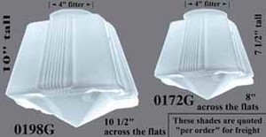 Art Deco Opal Glass Square Sided 7.5" Shade 4" Fitter (0172G)