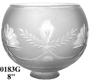 Glass Shade Recreated 8" Fan Design Ball Gas Shade 2 5/8" Fitter (0183G)