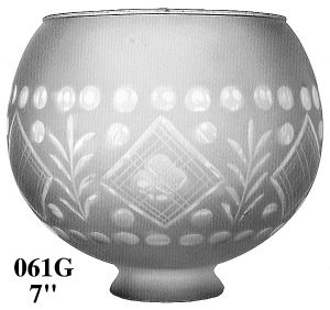 Glass Shade Recreated 7" Diameter Diamond Design Ball Gas Shade 2 5/8" Fitter (061G)
