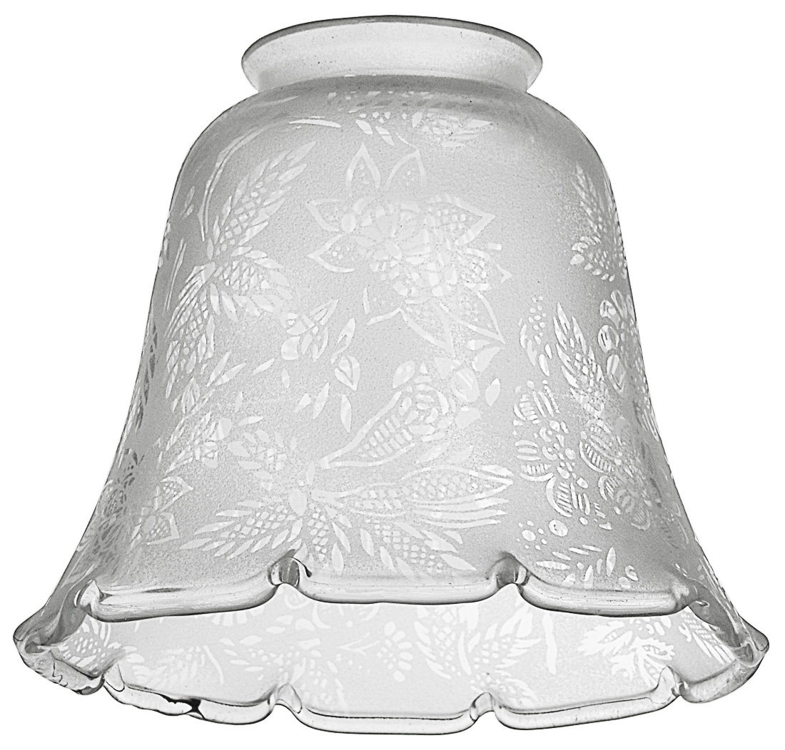 4" frosted floral etched glass light fitter 