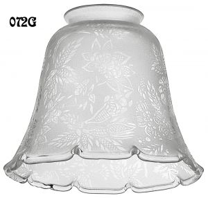 Glass Shade Recreated Etched Floral Design Electric Glass Shade 2 1/4