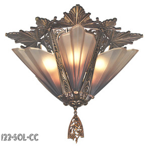 Art Deco Close Ceiling Flush Mount Chandeliers 5 Light Soleure Series by Mid West (122-SOL-CC)