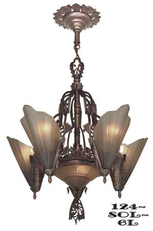 Art Deco Chandeliers Lighting Slip Shade Style 6 Light Soleure Series (124-SOL-6L)