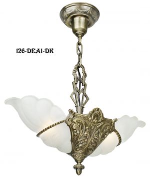 Art Deco Lighting Fixtures Pendant 2 Light Devon Series Slip Shade Style (126-DEA-DK)