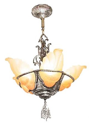 Art Deco Lighting Fixtures Chandeliers 5 Light Devon Series Slip Shade Style (127-DEA-X)