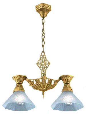 Art Deco Ceiling Pendants Lighting Two Light With Shades by Lincoln (139-DEP)