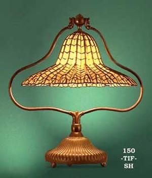 Lamp Recreated Tiffany Straw Hat Stained Glass Table Light (150-TIF-SH)