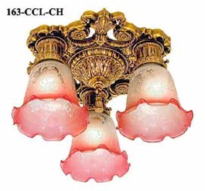 Monique 3 Light -No Shades- Fancy Close Ceiling Light (163-CCL-CH)