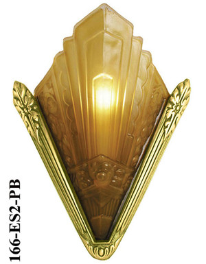 French Marseilles Art Deco Slip Shade Sconce Polished Brass (166-ES2-PB)