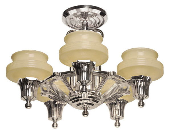 Vintage Hardware Lighting Streamline Modern Art Deco Ceiling Light Chandelier 189 ZNNI CH