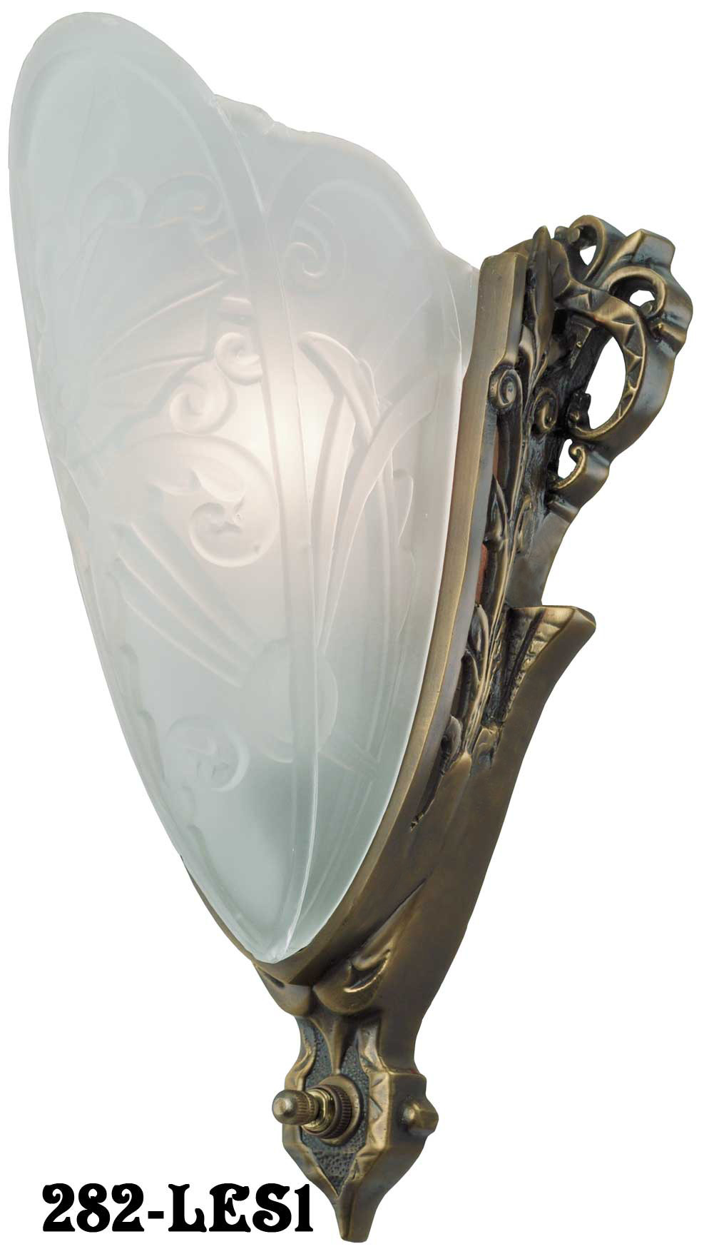 Art Deco Light Fixtures Sconces Lincoln Medieval Slip Shade With Frosted Shade 282 LES1