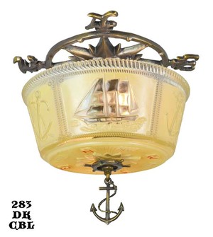 Art Deco Close Ceiling Bowl Lights Nautical Marine Fixtures (283-DK-CBL)