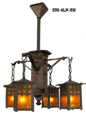 J Morgan Arts & Crafts 4 Lantern Chandelier (292-4LN-CH)