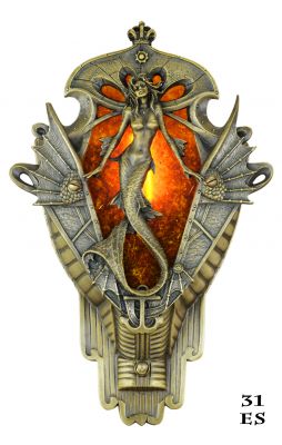 Recreated French Mermaid Solid Brass/Bronze Sconce -- Antique Brass Finish (31-ES)