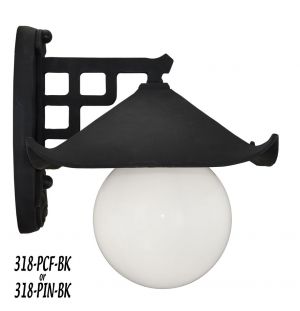 Historical Japanese Black Pagoda Porch Light C1914 (318-PIN-BK)