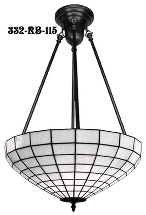 Leaded White Art Glass Shade Hanging Light (332-RB-115)