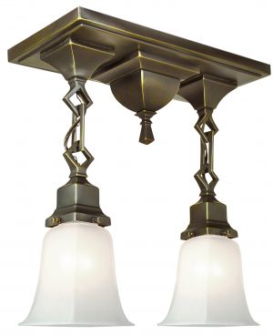 Mission Style Close Ceiling Double Pendant Light (421-SPN-EP)