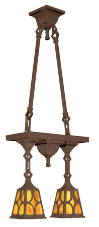 Mission 2 Light Rod Hung Fixture With Diamond Shade (425-SPN-J1)
