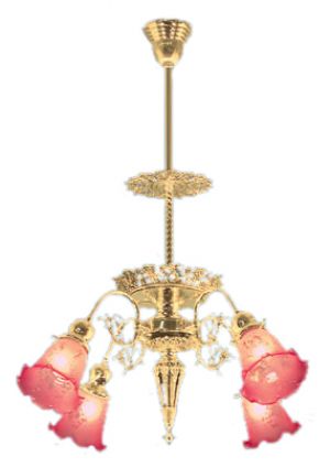 4 Light Pierced Brass Chandelier (457-QFE-CH)