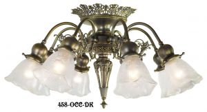 8 Light Pierced Brass Short Ceiling Chandelier (458-OCC-FC)