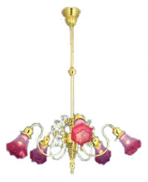 Victorian 5 Light Pierced Brass Chandelier (515-PFE-CH)