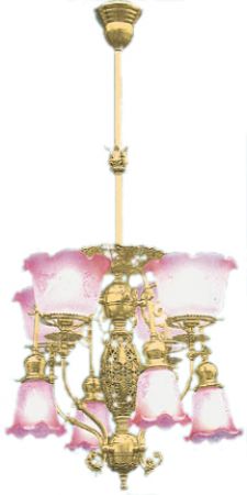 Pierced Center 8 Light Transitional Chandelier C. 1890 (518-FGE-CH)