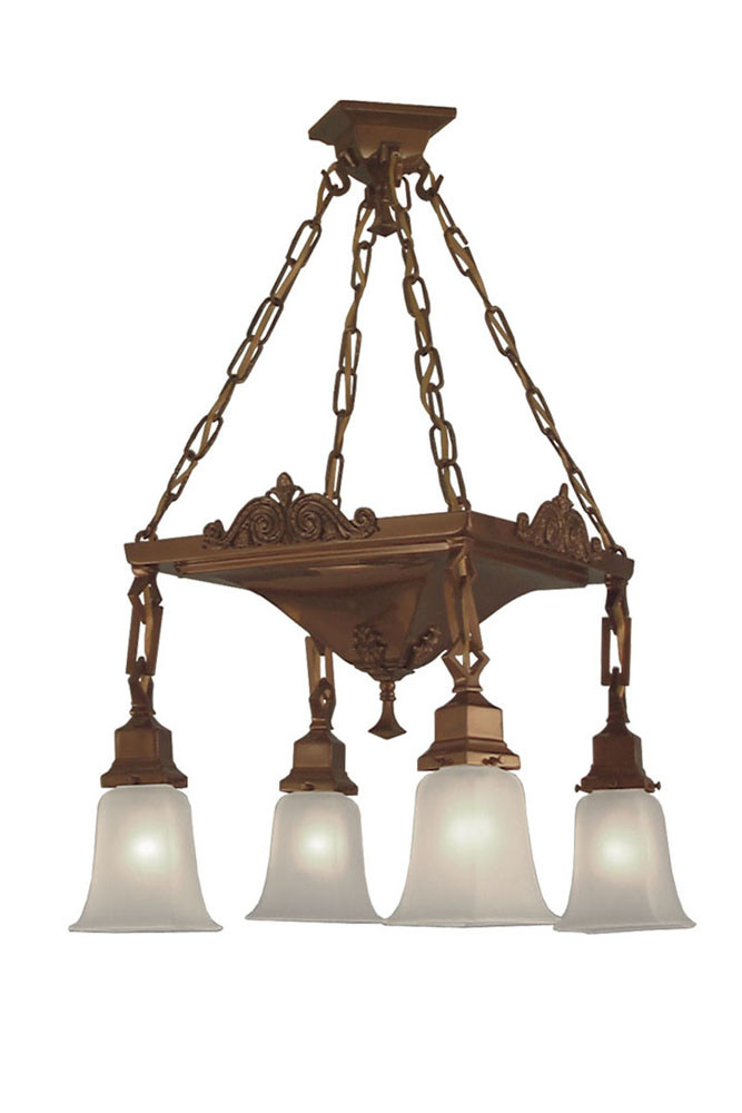 Mission 4 Light Chain Pan Chandelier, Brushed Bronze Chandelier Chain