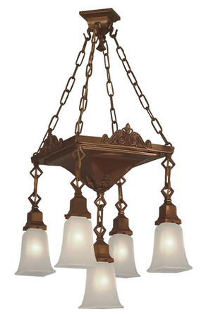 Mission 5 Light Large Pan Chandelier (525-LPN-CH)