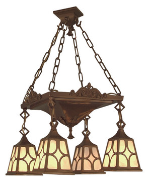 Mission Chain Hung 4 Arm Chandelier Diamond Shade (527-LPN-J1)