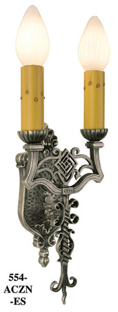 Double Candle Electric Wall Sconce Light (554-ACZN-ES)