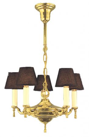 Candle Chandelier 5 Light With Cloth Shades (556B-PSA-CH)