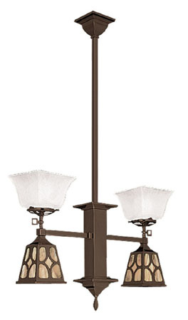 Mission Gas & Elec 2 Arm Pendant Chandelier J Shade (583-DJ1-GE)