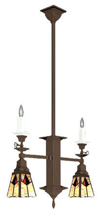 Mission Style Candle & Electric 2 Arm Ceiling Pendant Light (585-SGE-SA)