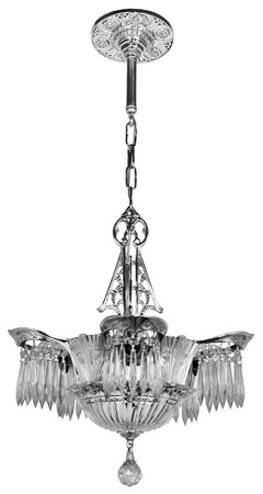 Art Deco Chandeliers Crystal Prism Lincoln Utopia Series in Nickel Plated (5905-CRS-NI)