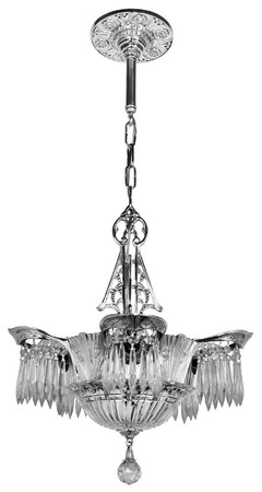 Art Deco Chandeliers Crystal Prism Lincoln Utopia Series in Nickel Plated (5905-CRS-NI)
