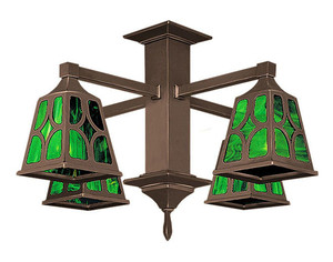 Mission 4 Arm Pendant Chandelier Diamond Shade (593-QJ1-CC)