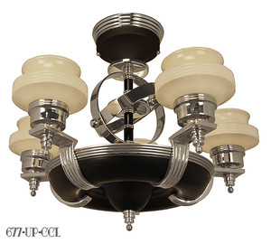 American Art Deco Streamline Modernist Chandeliers (677-UP-CCL)