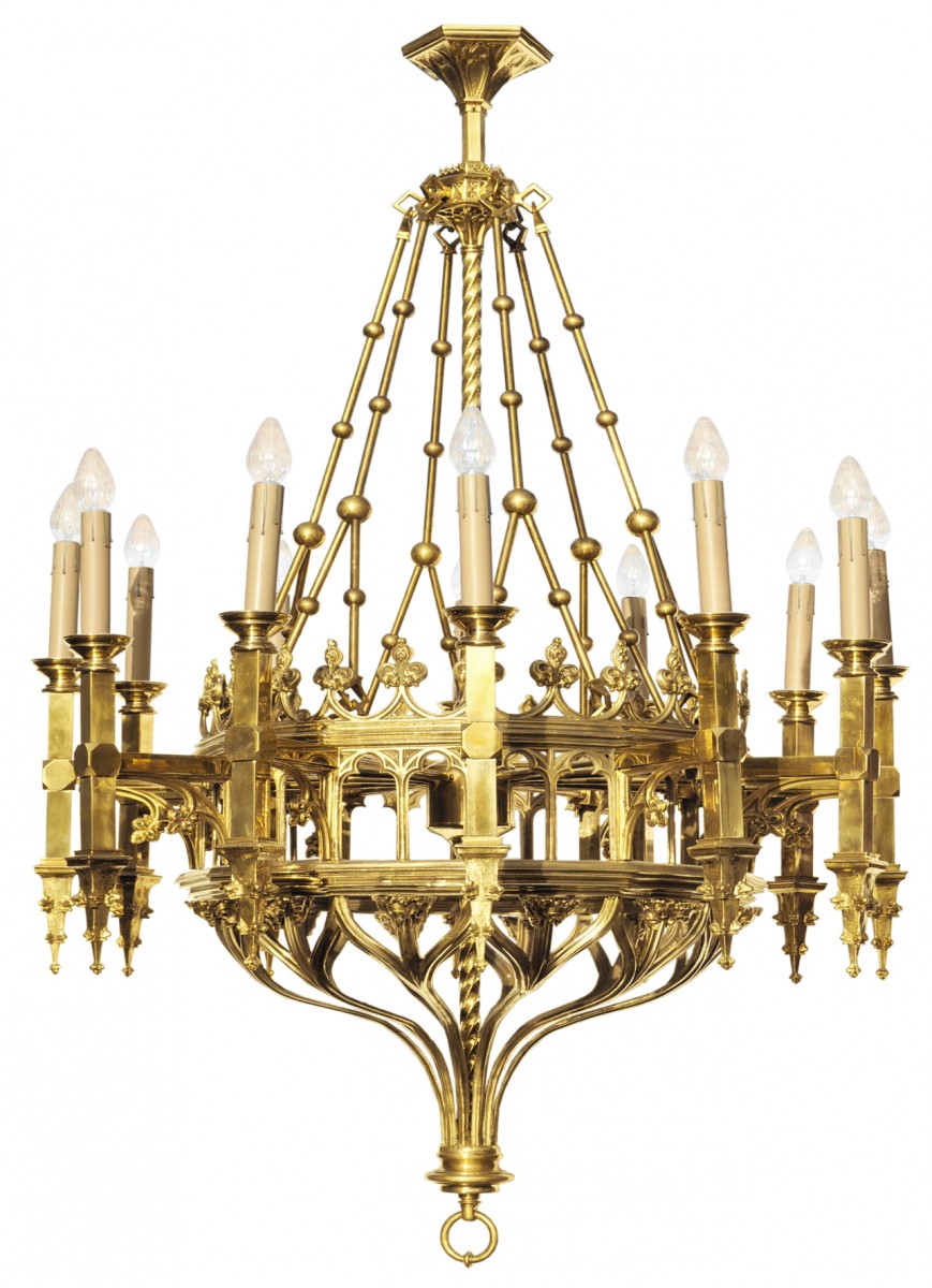 Vintage Hardware & Lighting - Large Gothic 12 Light Candle Chandelier ...