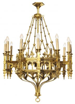Large Gothic 12 Light Candle Chandelier (686-12L-CH)