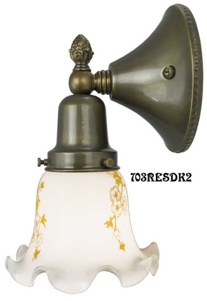 Victorian Style Close-To-The-Wall Single Sconce with Yellow Flower Shade (703RESDK2)