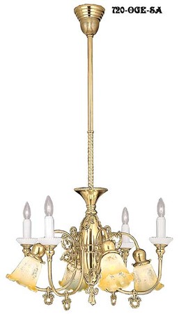 8 Light Victorian Antique Vintage Brass & Crystal Chandelier