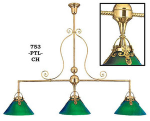 Victorian Pool Table Triple Light C. 1900 (753-PTL-CH)