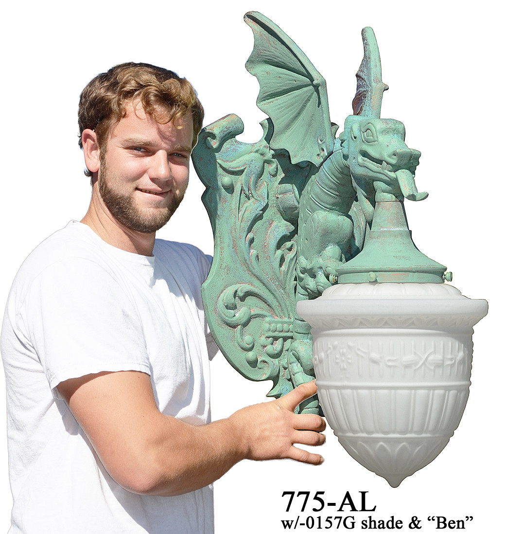 Vintage Hardware Lighting Large Winged Dragon Porch Light Wall