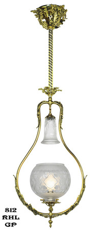 Victorian Pendant Light - Neo Rococo Gas Hall Light (812-RHL-GP)