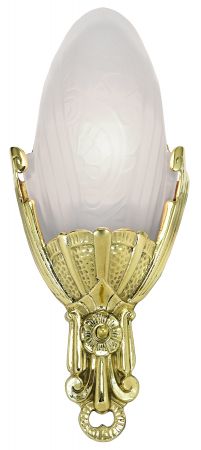 Art Deco Sconces Wall Fixtures Slip Shade Fleurette in Polished Brass (82-LA1-PL)
