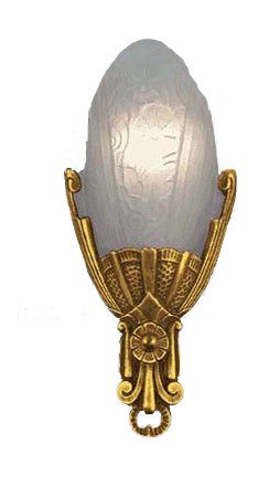 Art Deco Sconces Wall Fixtures Slip Shade Fleurette in Polished Brass (82-LA1-PL)