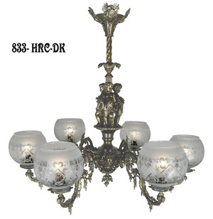 Victorian Chandelier - Cornelius & Baker 6 Arm Allegorical Chandelier C1850 (833-HRC-AG)