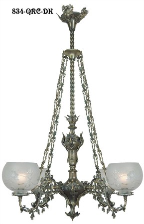 Victorian Chandelier - Neo Rococo C 1840 Gasolier 4 Arm Light (834-QRC-CH)