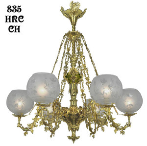 Victorian Chandelier - Neo Rococo C 1840 Six Arm Gasolier (835-HRC-CH)