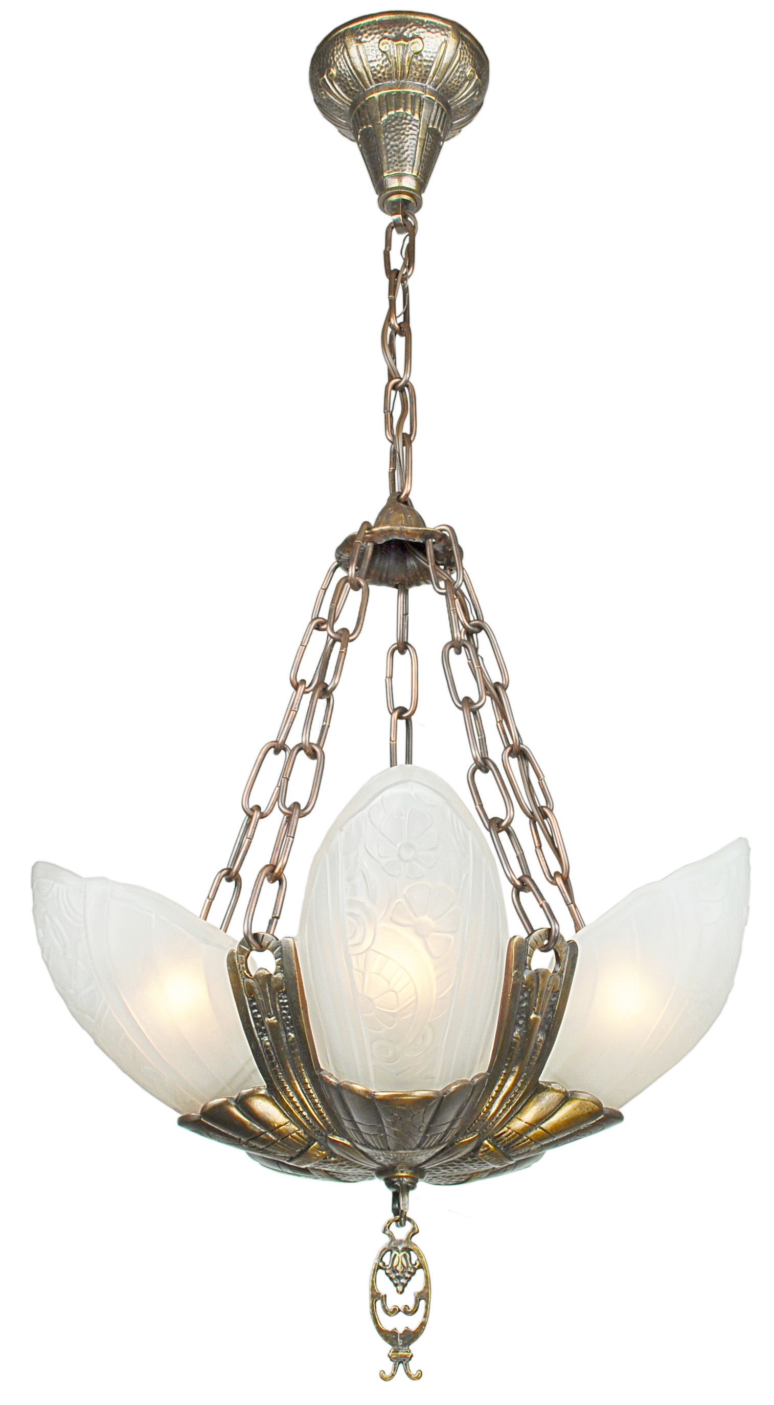 360 Vintage Antique  arT DEco Glass Ceiling Light Lamp Fixture Chandelier 